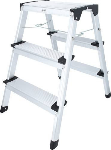 KS Tools Aluminium-Stufen-Stehleiter in Silber/Schwarz, H: 150,0 cm, B: 44,0 cm, T: 62,0 cm - Bild 1
