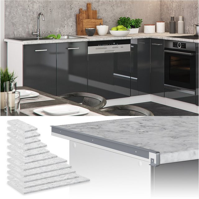 Vicco Küchenarbeitsplatte R-Line in Marmor Weiß mit Steinoptik aus Laminat, Breite: 100 cm - Bild 1