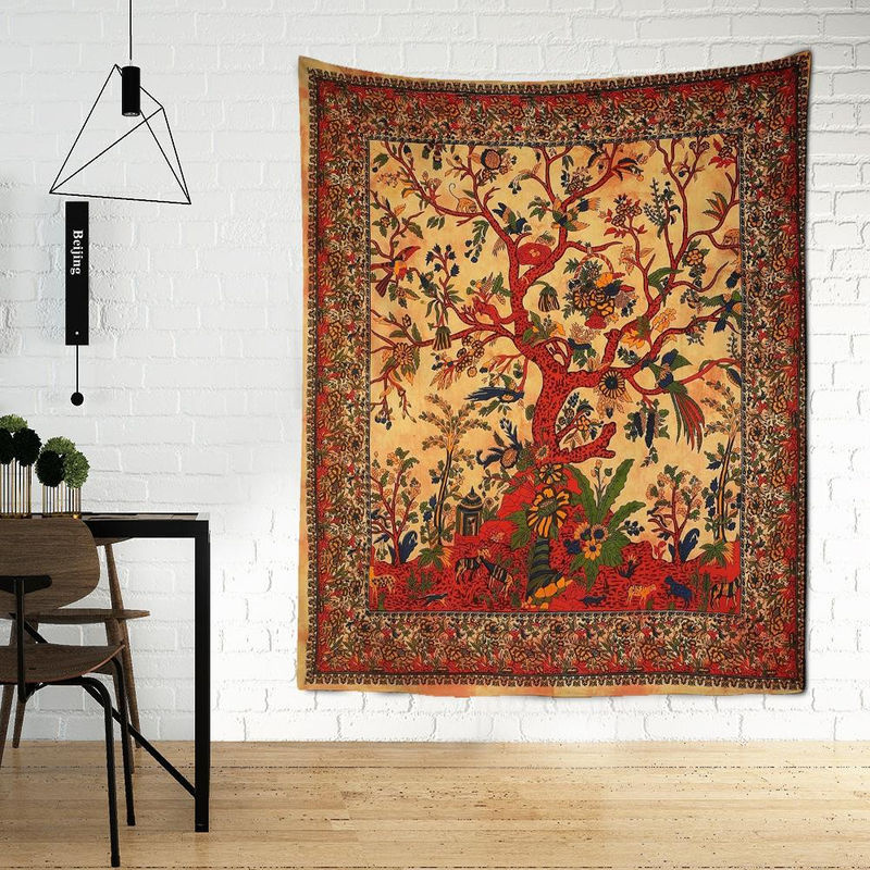Binchi Outdoor Equipment Wandteppich mit abstraktem Blatt- und Baum-Motiv im Vintage-Stil, mehrfarbig, B: 230 cm, H: 180 cm - Bild 4