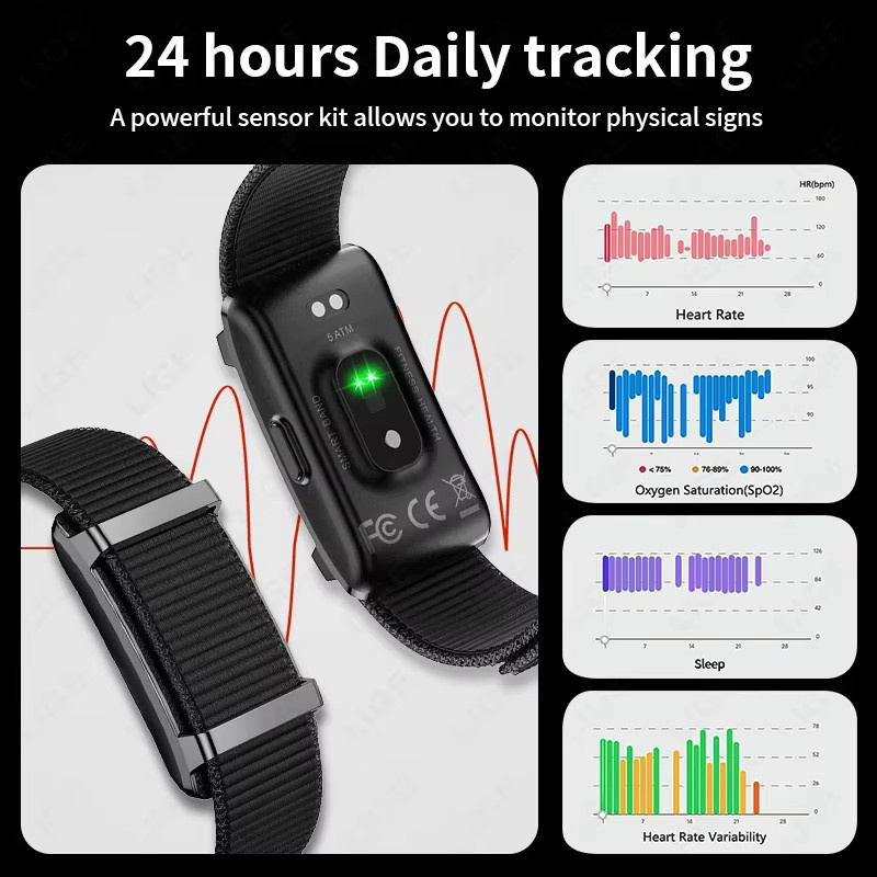 LIGE Smart Watch Fitness Tracker mit Herzfrequenzmessung, Schlaf-Tracking und Wasserdichtigkeit, Schwarz, Unisex - Bild 2