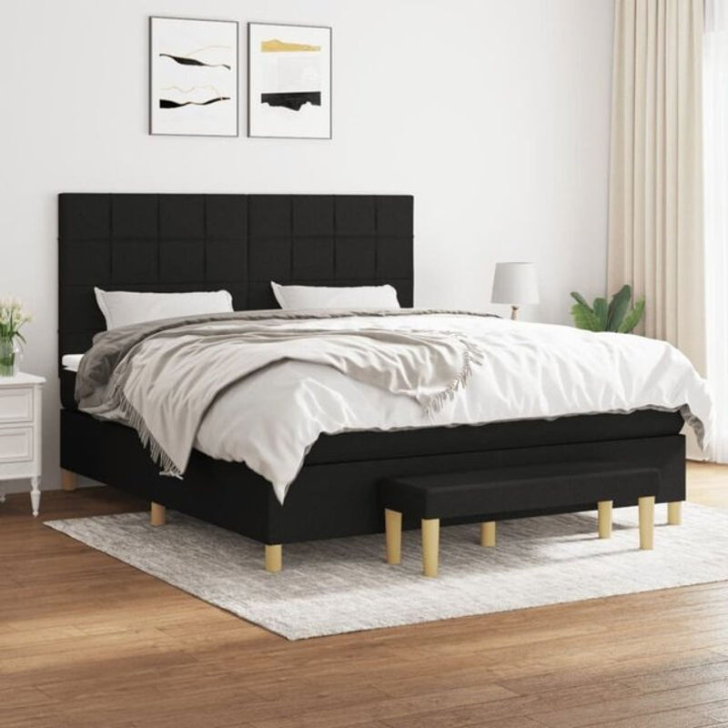 Vidaxl Boxspringbett mit Matratze in Schwarz aus Stoff mit Polsterung im modernen Design B/T/H: 160 x 200 cm - Bild 1