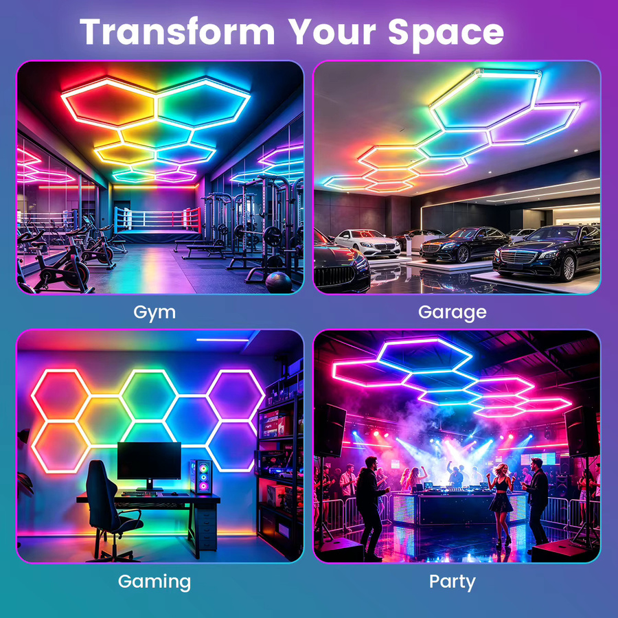 VASTFIRE Smarte RGB Waben LED-Leuchten mit Musikfunktion und Fernbedienung in Multicolour für Gaming und Wohnzimmer - Bild 5