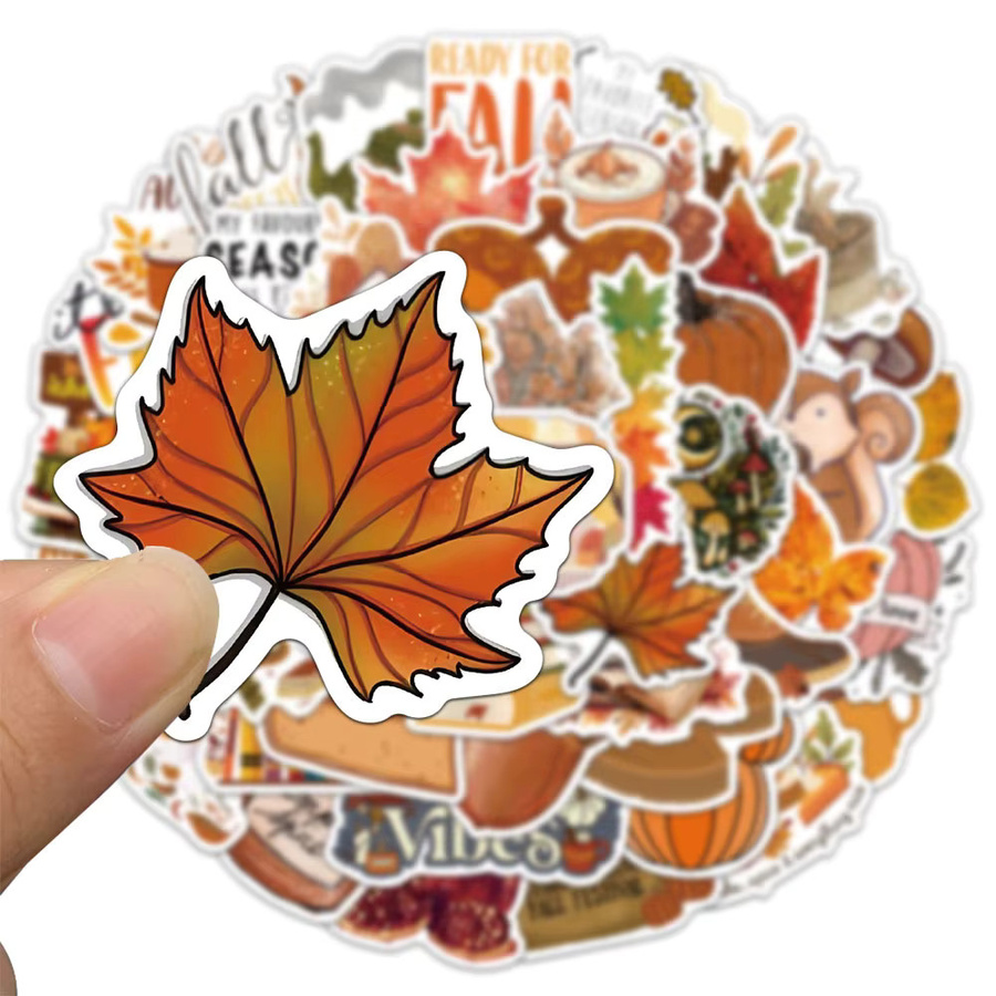 50 Stück kreative Herbst-Illustrations-Aufkleber in Multicolour für Laptop, Handyhüllen und iPad - Bild 2