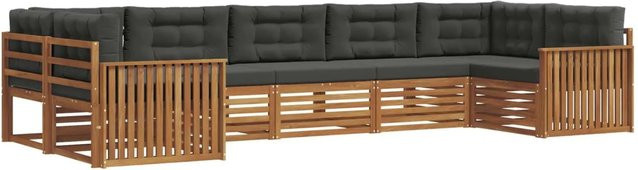 vidaXL Sofagarnitur 7-teilig aus Massivholz Akazie in Natur und Anthrazit mit U-Form - Bild 1