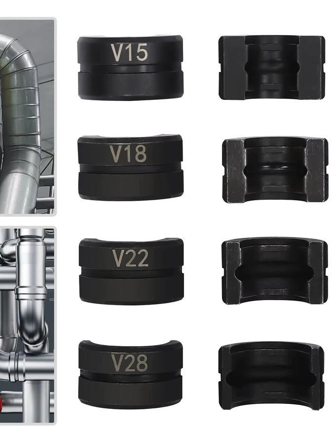 Bymaocar Druckbacken-Set für Kupferrohre mit Matrizen V15/18/22/28 mm zum Crimpen - Bild 7
