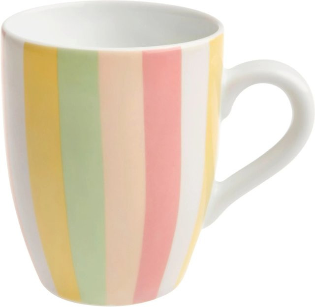 Mömax Kaffeebecher Candy Colors Multicolor aus Keramik mit Streifenmuster, Durchmesser: 8,5 cm - Bild 1