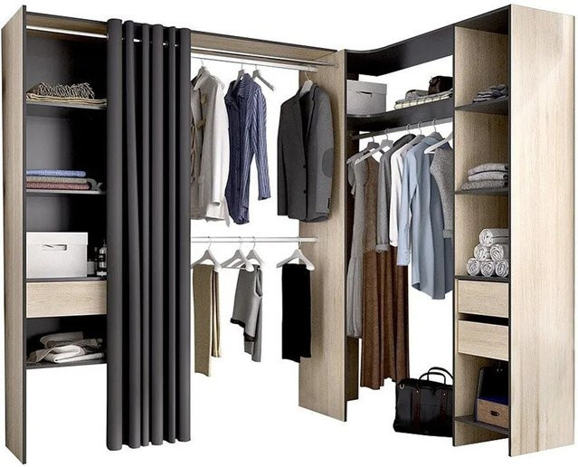 Offener Kleiderschrank Gontran in Anthrazitgrau, B/H: 164 x 205 cm - Bild 1