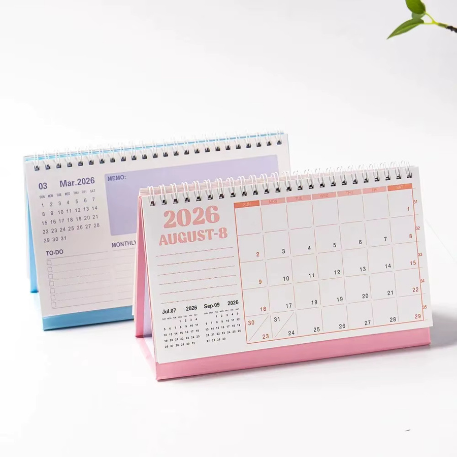 Koreanischer Kalender 2026 als kreativer Desktop-Planer und Notizbuch in Blau - Bild 1
