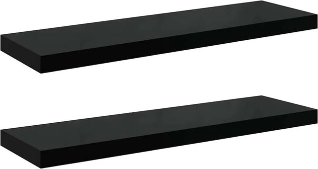 vidaXL Schweberegale 2er Set Schwarz Hochglanz B/T/H: 80 x 23,5 x 3,8 cm - Bild 1