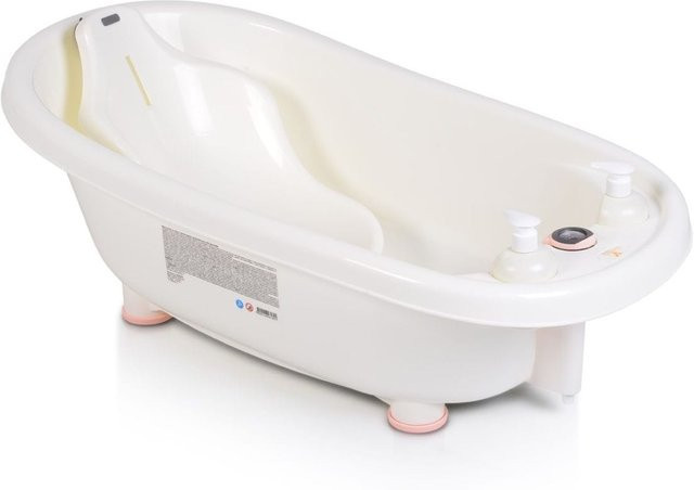Moni Baby Badewanne Set Bubble in Rosa und Weiß mit Thermometer, Sitz sowie Duschgel- und Shampoo-Spender - Bild 1