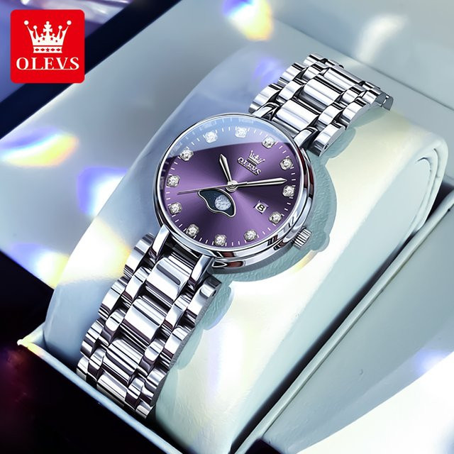 OLEVS Armbanduhr, Quarz, Edelstahl, Diamant, Damen, Silber - Bild 1
