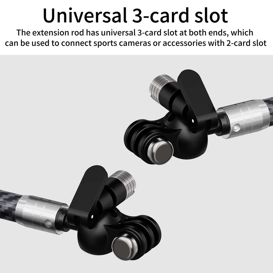 ARRI 1/4 Kugelkopfhalterung aus Carbon Fiber Rod als Helm Verlängerungsarm für GoPro und Insta360 X5 Action Kamera, Schwarz - Bild 3