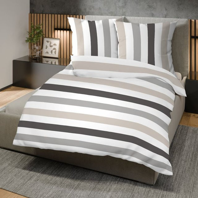 NKD Bettwäsche-Garnitur aus gestreifter Renforcé-Baumwolle in Weiß, B/H: 135 x 200 cm und 80 x 80 cm, mit Reißverschluss und Oeko-Tex Standard 100 Zertifizierung - Bild 1