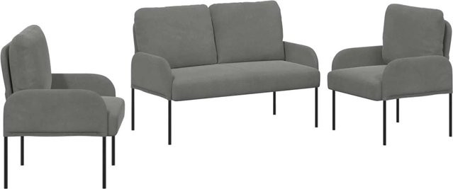 vidaXL Sofagarnitur 3er Set Dunkelgrau mit Polsterung und Armlehnen, B/T/H: 115 x 56 x 80 cm - Bild 1