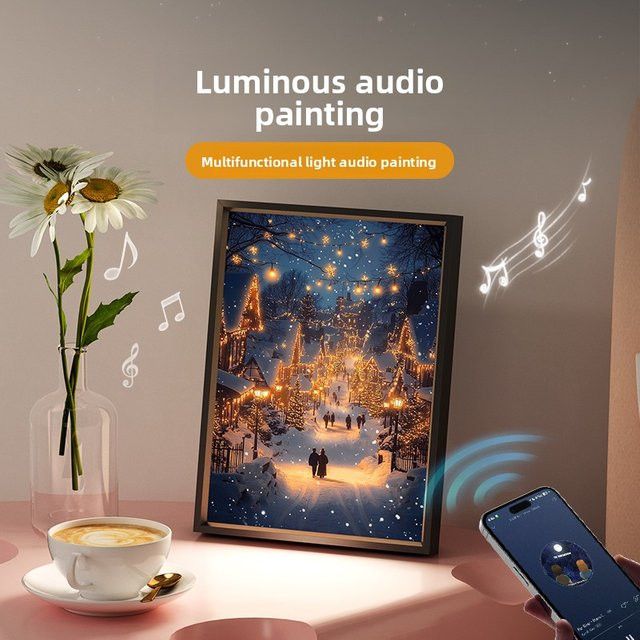 SerRickDon LED Nachtlicht mit Bluetooth Lautsprecher und Malerei als dekorative Schreibtisch Lampe via USB - Bild 1