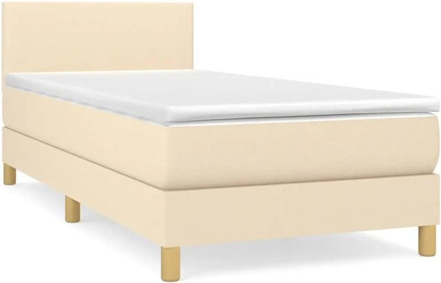 vidaXL Boxspringbett Hybrid mit Matratze und Taschenfederkern in Beige, B/T/H: 90 x 190 x 78 cm - Bild 1