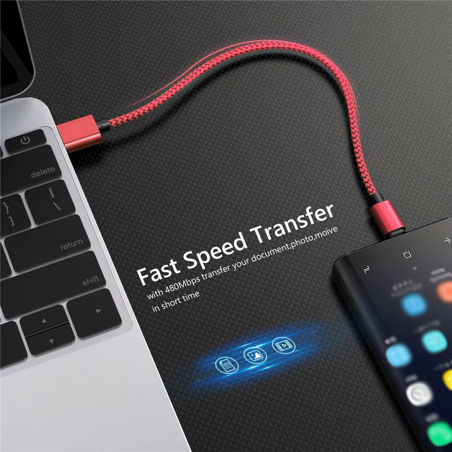 Koovesy USB Typ C Kabel in Grün, geflochtenes Nylon für schnelles Laden und Datensynchronisation mit 2,4 A - Bild 5