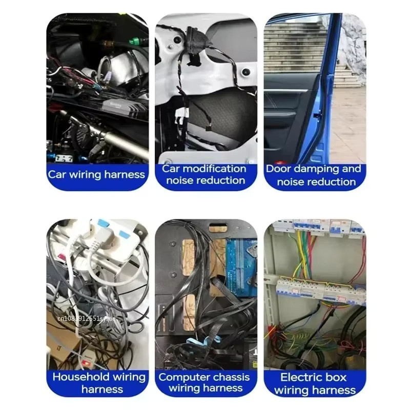 Schwarzes Kfz-Gewebeband, 15 m elektrisch isolierendes und hitzebeständiges Thermo-Autoband, wasserdichtes und schalldichtes Kabelband aus Stoff und Gummi - Bild 5