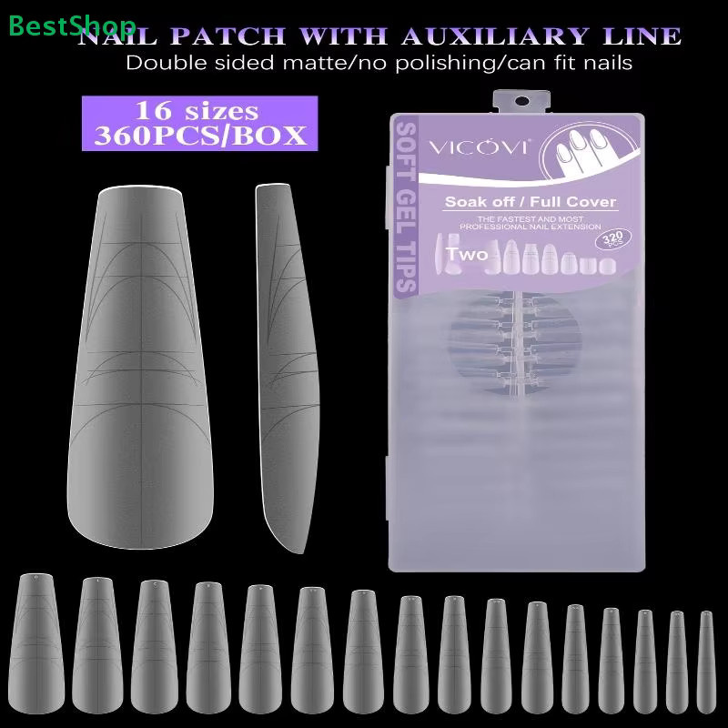 HNKMP Gel-Nagel-Tips, 320 Stück, Stiletto- & Coffin-Formen, Matt - Bild 3
