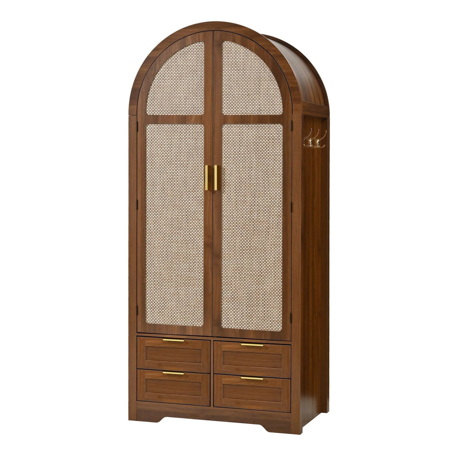 okwish Kleiderschrank für das Schlafzimmer mit Kleiderstange und Schubladen, Braun, B/T/H: 80 x 50 x 179 cm - Bild 2