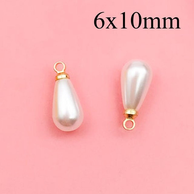 Anhänger Tropfenform, Imitation Perlen, Gold, 6*10mm - Bild 1