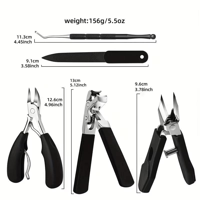 Edelstahl-Zehennagelknipser-Set mit Schere, Nagelfeile und Nagelhautentferner - Bild 3