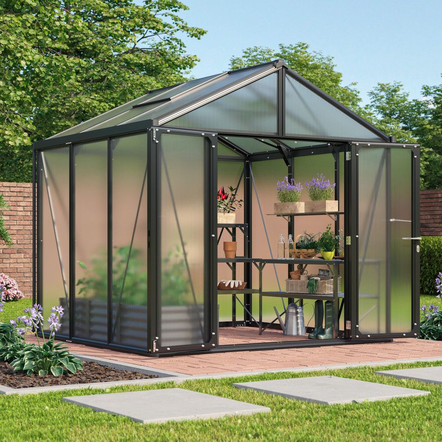 Vitavia Gewächshaus Zeus Comfort 6200 in Schwarz mit 16 mm HKP und integriertem Bodenprofil, 6,2 m² - Bild 3