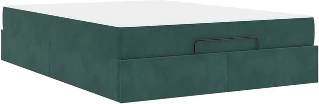 vidaXL Bettgestell aus Samt in Dunkelgrün mit Schubladen B/T/H: 160 x 200 x 43,5 cm - Bild 1
