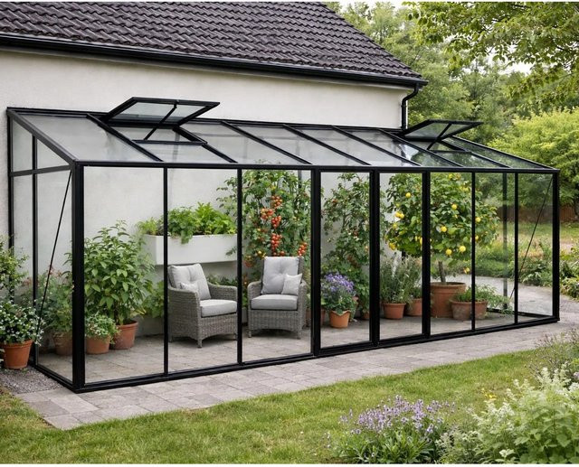 Bloomcabin Wandgewächshaus GHLT12 in Schwarz aus Aluminium und Sicherheitsglas - Bild 1