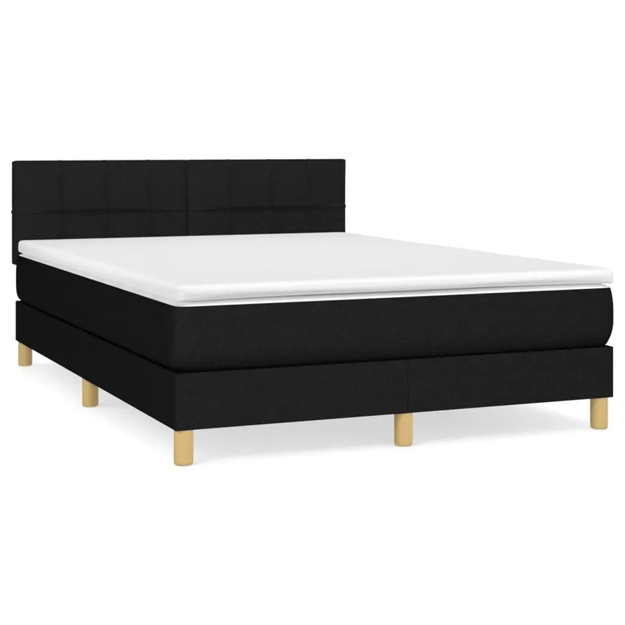 vidaXL Boxspringbett Hybrid mit Matratze und Taschenfederkern in Schwarz, B/T: 140 x 190 cm - Bild 2