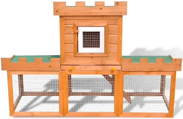 vidaXL Großer Kaninchenstall Kleintierkäfig aus Kiefernholz in Grün und Braun B/T/H: 140 x 101 x 50 cm - Bild 1