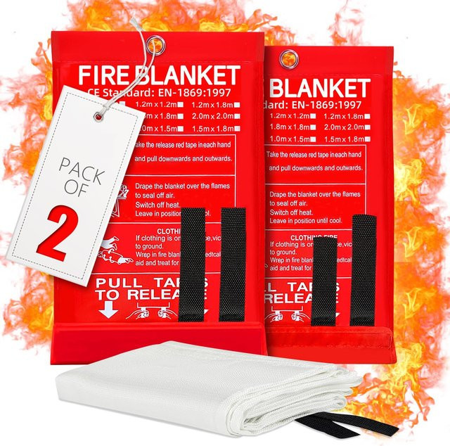 2er-Pack Feuerlöschdecke aus Fiberglas als flammhemmende Sicherheitsabdeckung für Notfälle - Bild 1