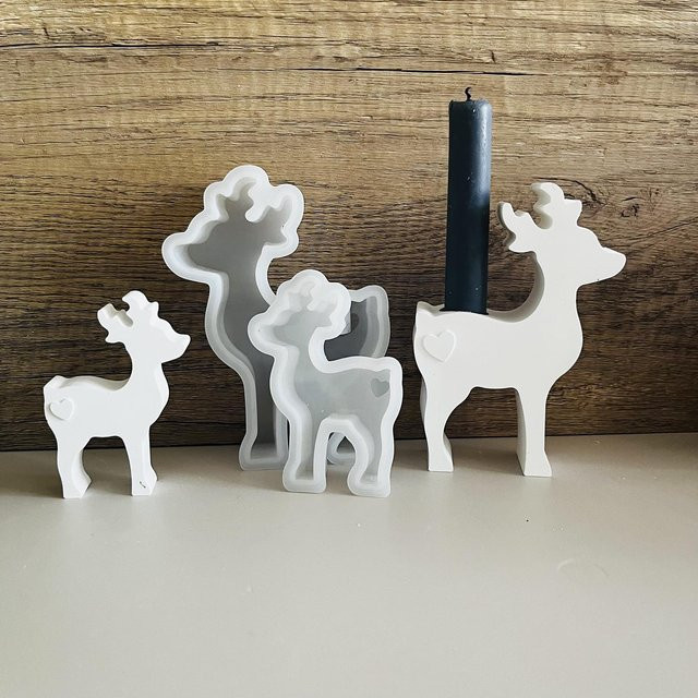 Silikonform Elch für Weihnachtsdekoration und Aromatherapie-Kerzen in Weiß - Bild 1