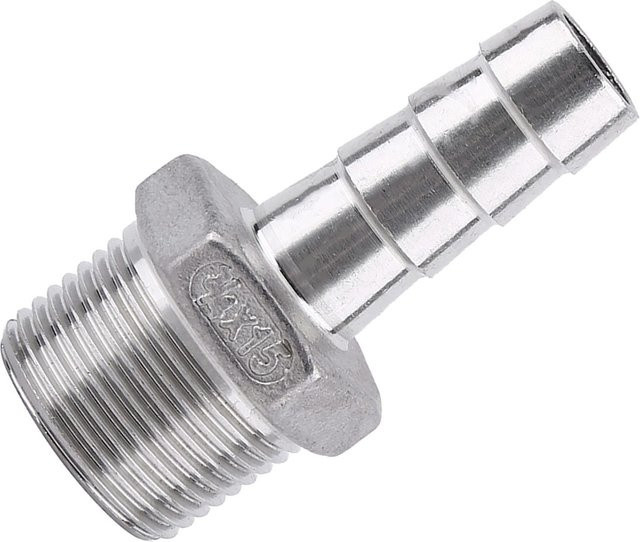 Fishine Schlauchanschluss Tülle mit Außengewinde aus Edelstahl in Silber, B/T/H: 34 x 15 mm - Bild 1