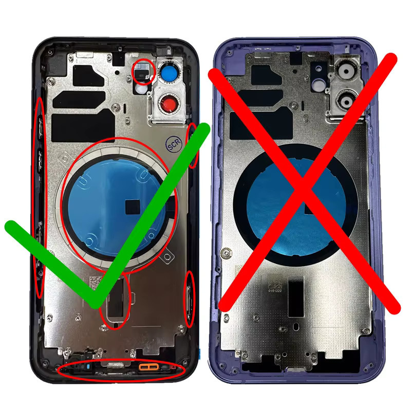 Apple iPhone 12 Rückgehäuse Ersatzset in Rot mit Glas, Mittelrahmen, Batteriefach, SIM-Fach und Seitentasten - Bild 3