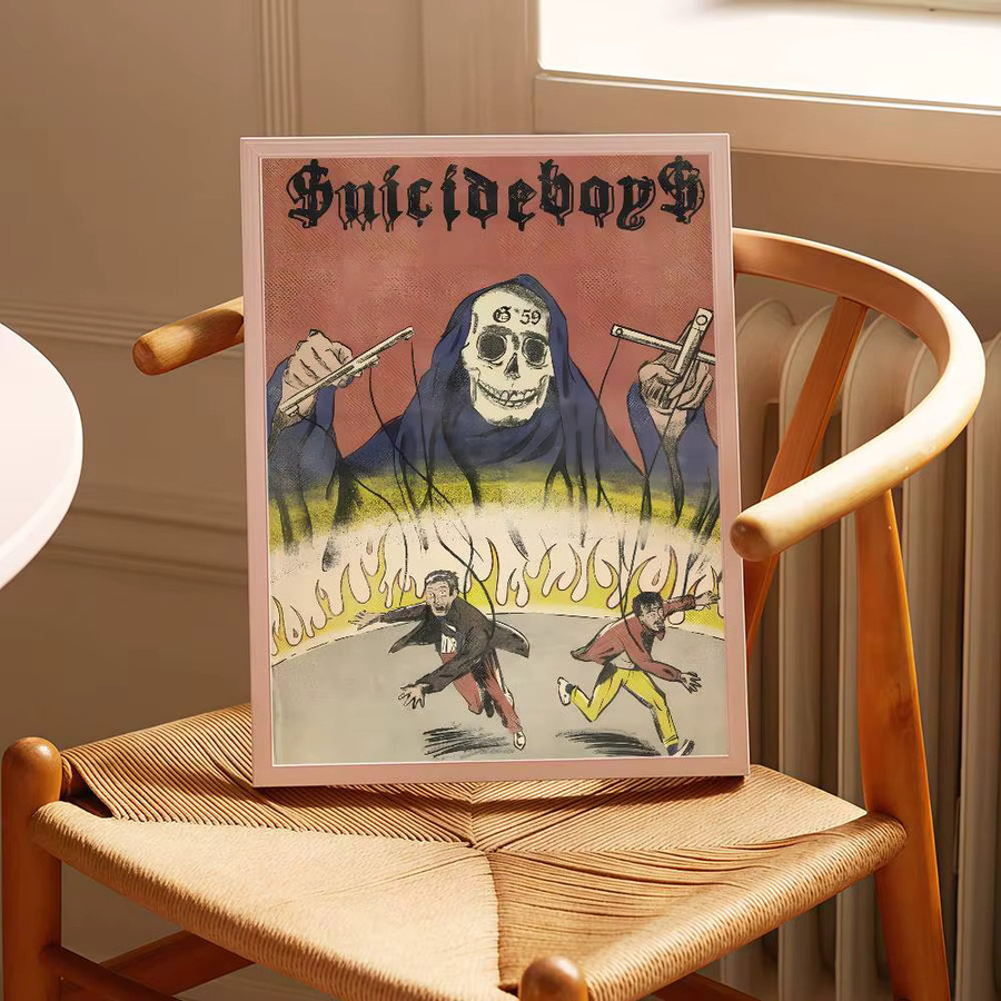 Singer Suicideboy Anime-Poster selbstklebende Wandkunst in HD-Qualität, Retro Illustration in Multicolour - Bild 4