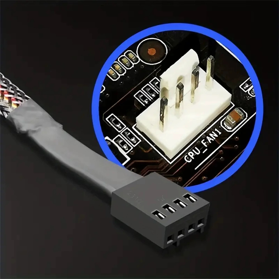 AuyiHomu 4-Pin PWM 1-zu-5 Lüfter-Hub Gehäuselüfter-Geschwindigkeitsregler und Verteilerkabel in Schwarz - Bild 3