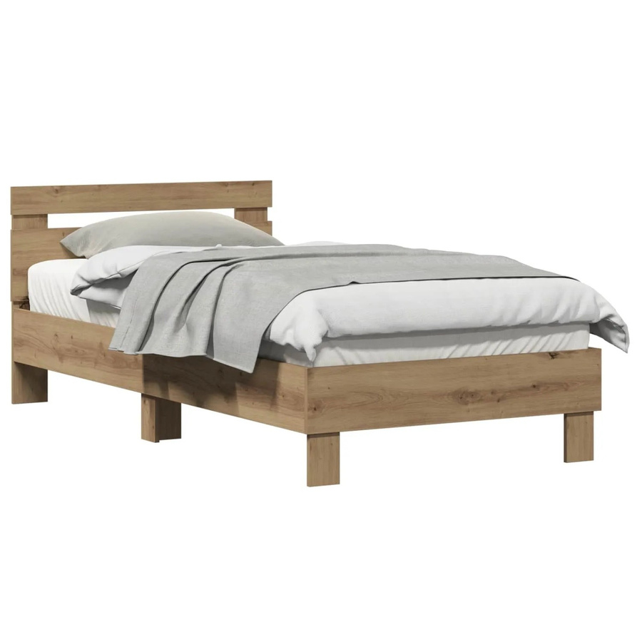 vidaXL Bettrahmen Artisan-Eiche in Braun aus Holzwerkstoff, B/T/H: 193 x 95 x 88 cm - Bild 2