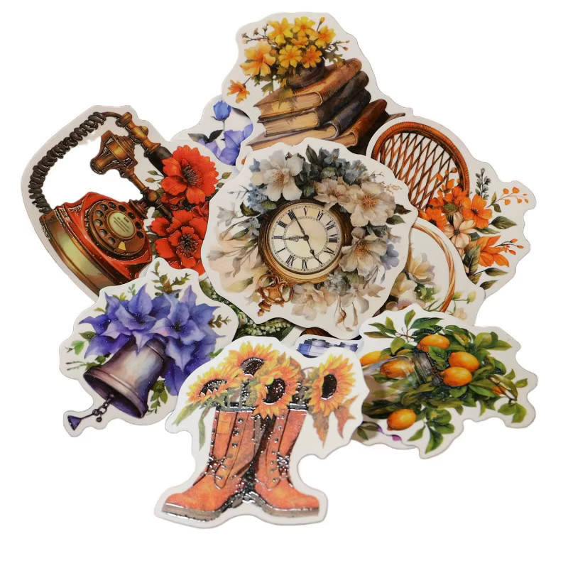 20-teiliges Vintage-Aufkleberset mit Blumenmustern in Multicolour aus Papier - Bild 5