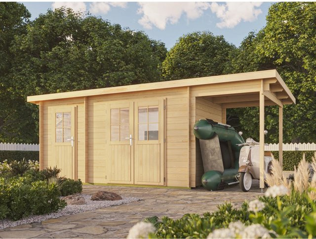 Fjordholz Gartenhaus Ezra 2I mit Pultdach aus unbehandeltem Holz - Bild 1