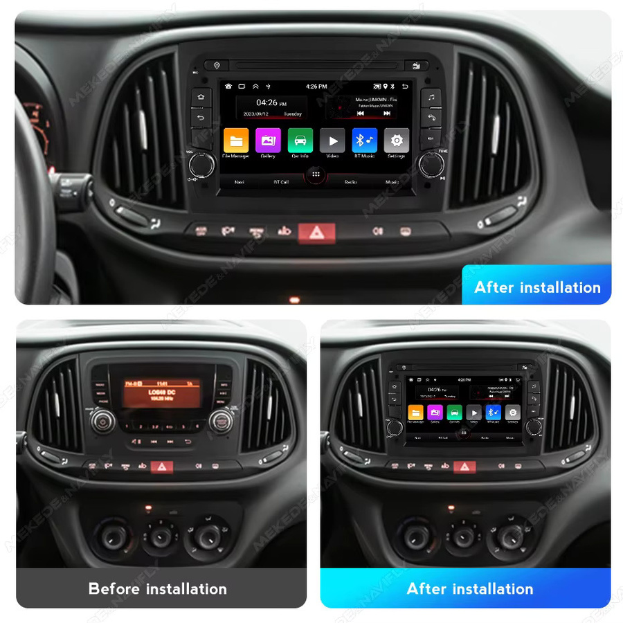 STRONGNAVI Android 15 Autoradio mit 7 Zoll Display für Fiat Doblo 2015-2019, Car Play, Android Auto und Bluetooth, Schwarz - Bild 2