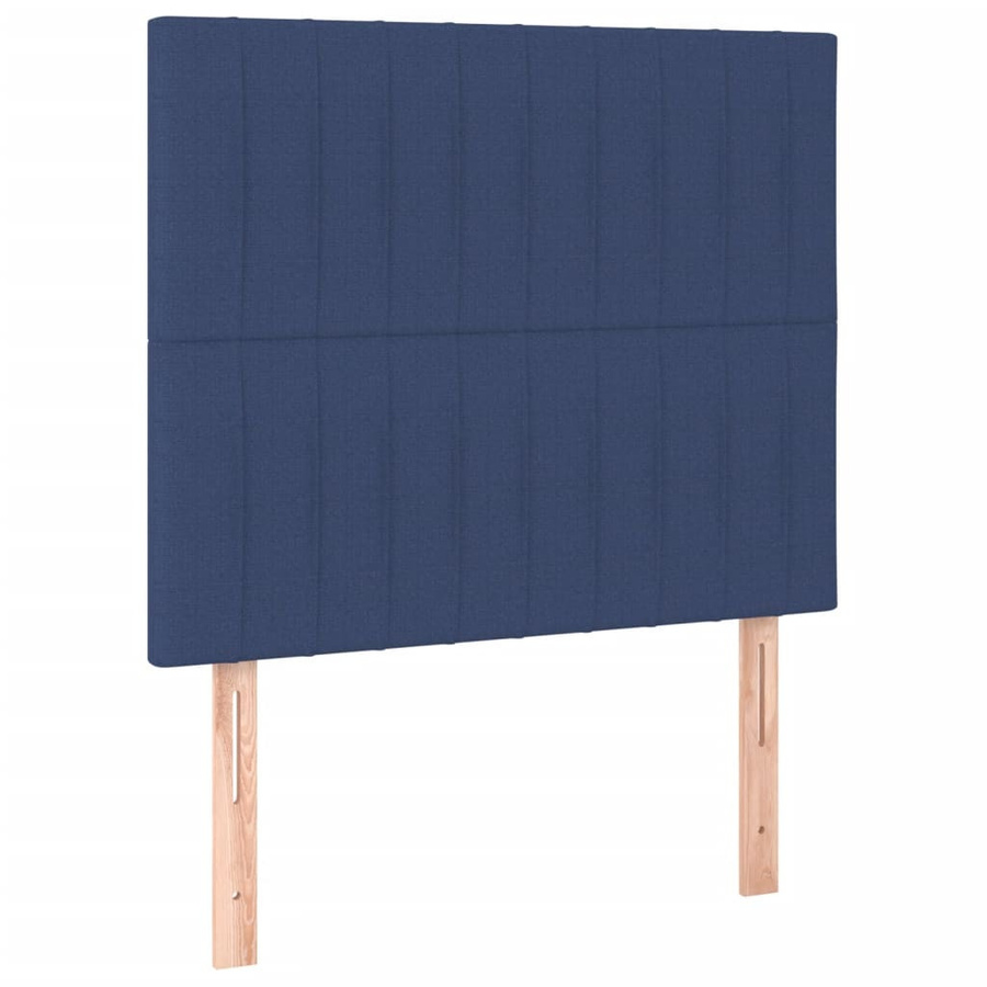 vidaXL Bettgestell mit Kopfteil in Blau aus Stoff und Sperrholz, B/T/H: 120 x 200 x 118 cm - Bild 2