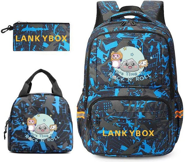 3-teiliges Schulrucksack-Set in Blau aus Oxford-Stoff mit großem Fassungsvermögen inklusive Federmäppchen und Schultergurt - Bild 1