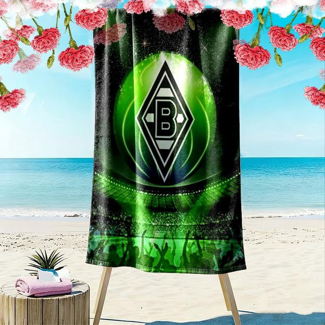 Borussia Mönchengladbach Strandtuch, weiches und schnelltrocknendes Handtuch für Strand und Camping, Grün, B/H: 70 x 140 cm - Bild 1