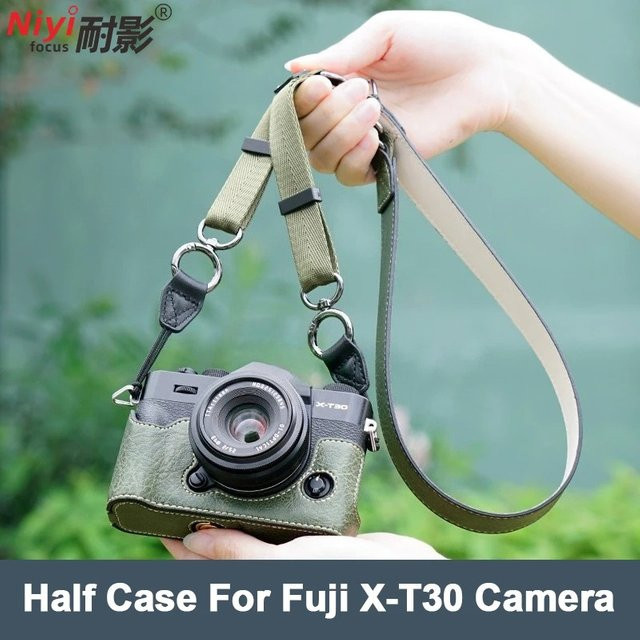 Fujifilm Kamera-Halbtasche im Retro-Litschi-Muster für XT10, XT20, XT30 und XT30II in Grün - Bild 1