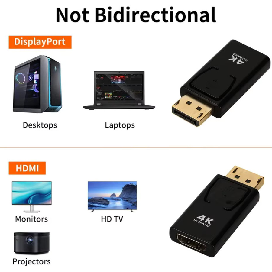PzzPss DisplayPort-zu-HDMI-Adapter in Schwarz für 4K Ultra HD Video und Audio - Bild 6