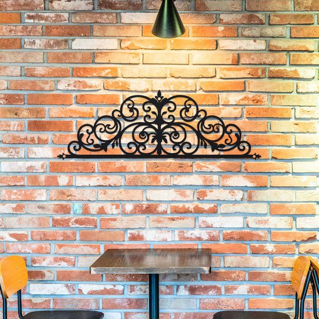 DDPNKL Wandbehang Iris Scroll aus Metall im Art Deco Design mit Blumenmotiv in Schwarz - Bild 1