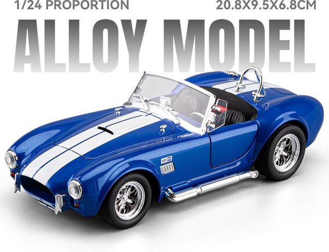 Linyi toy car Shelby Cobra 427 S/C Leichtmetall Sportwagen Modell, 1:22, mit Licht und Sound, Blau - Bild 1