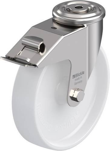 Blickle LEXR-PO 200G-FI Lenkrolle mit Feststeller in Weiß und poliertem Edelstahl, Rad-Durchmesser: 20 cm, Tragfähigkeit: 300 kg - Bild 1