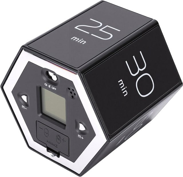 Magnetischer Sechseck-Flip-Timer für Produktivität und Küche, 60 Minuten, Schwarz - Bild 1